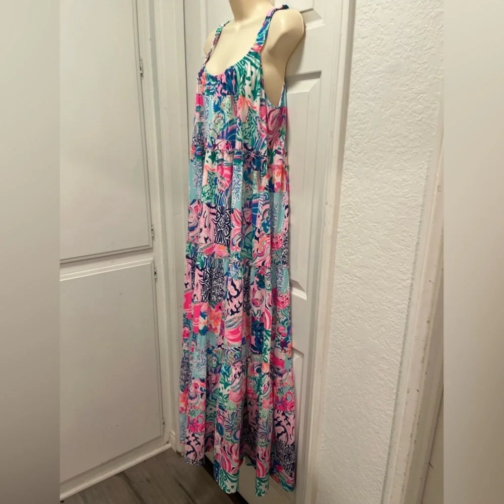 Lilly Pulitzer Loro Tiered Maxi Dress in Multi Patch to Match - Large - EUC - Picture 8 of 16